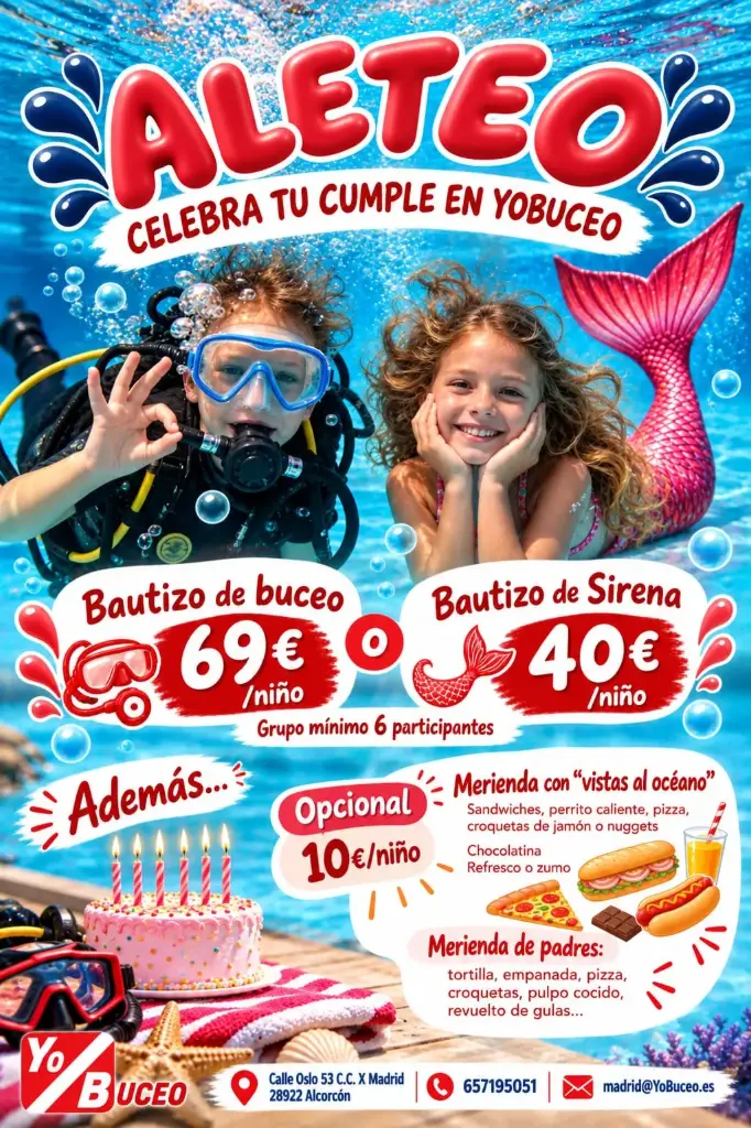 Cumpleaños de Sirena / Tritón / Buceo