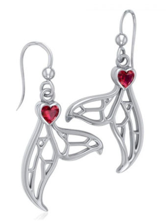 Pendientes Cola de Ballena con Corazón de Rubí Scuba Gifts
