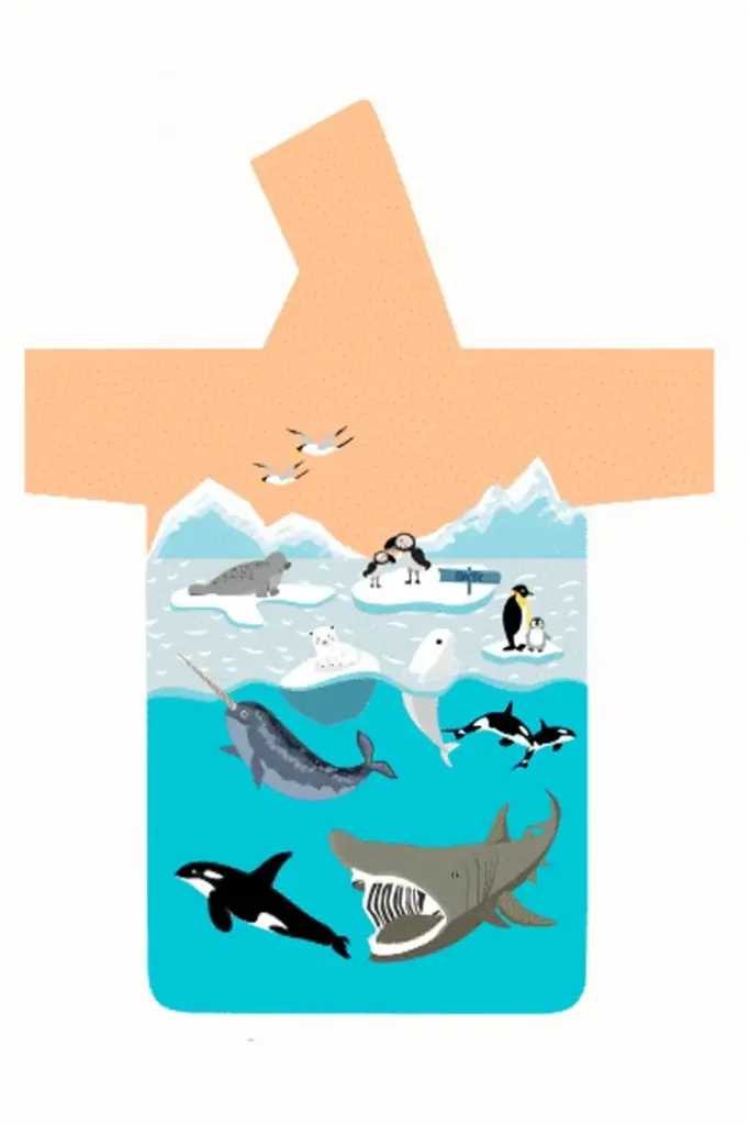 Poncho con mangas y bolsillos Oceanarium